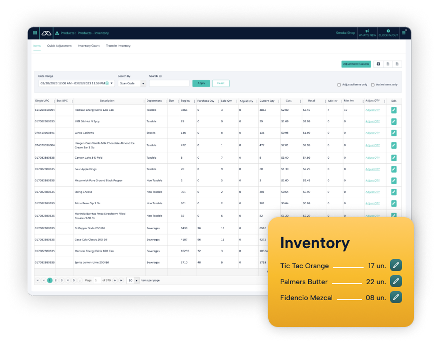 Screen displaying Modisoft inventory interface.