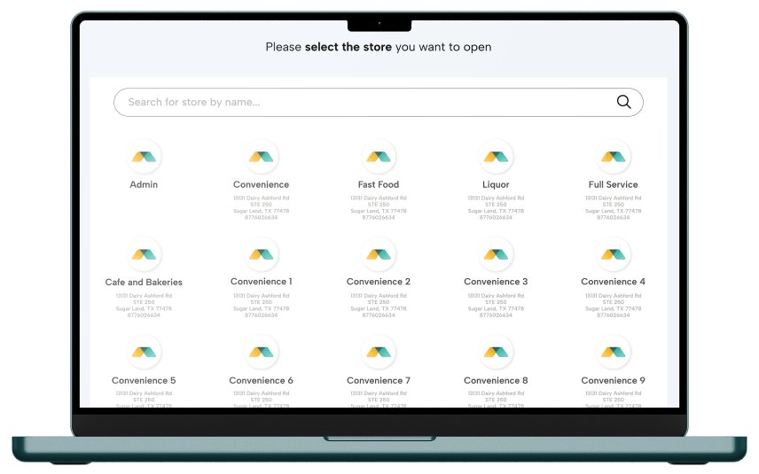 Laptop screen displaying Modisoft main dashboard interface.