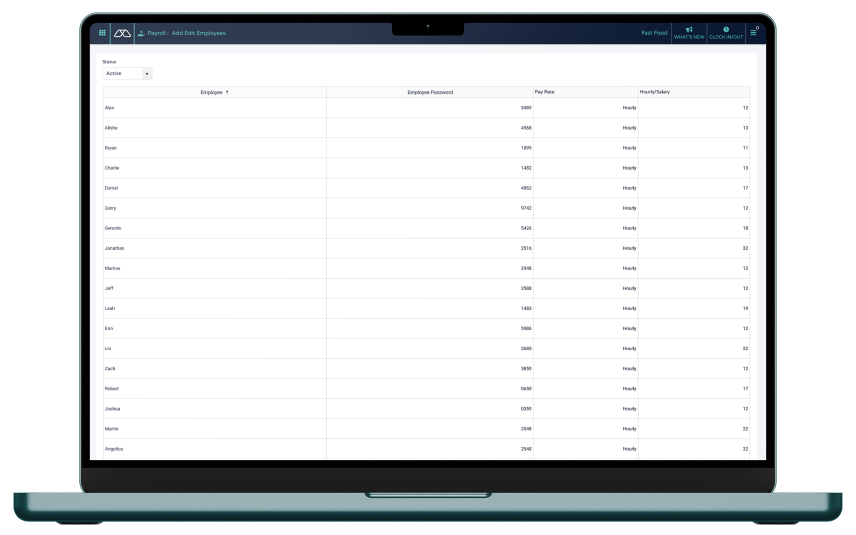Laptop screen displaying payroll add edit employees.