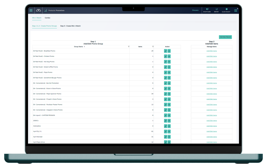 Laptop screen displaying the price sheet dashboard.