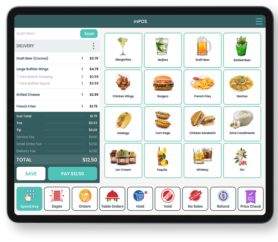 Screen displaying mPOS dashboard.
