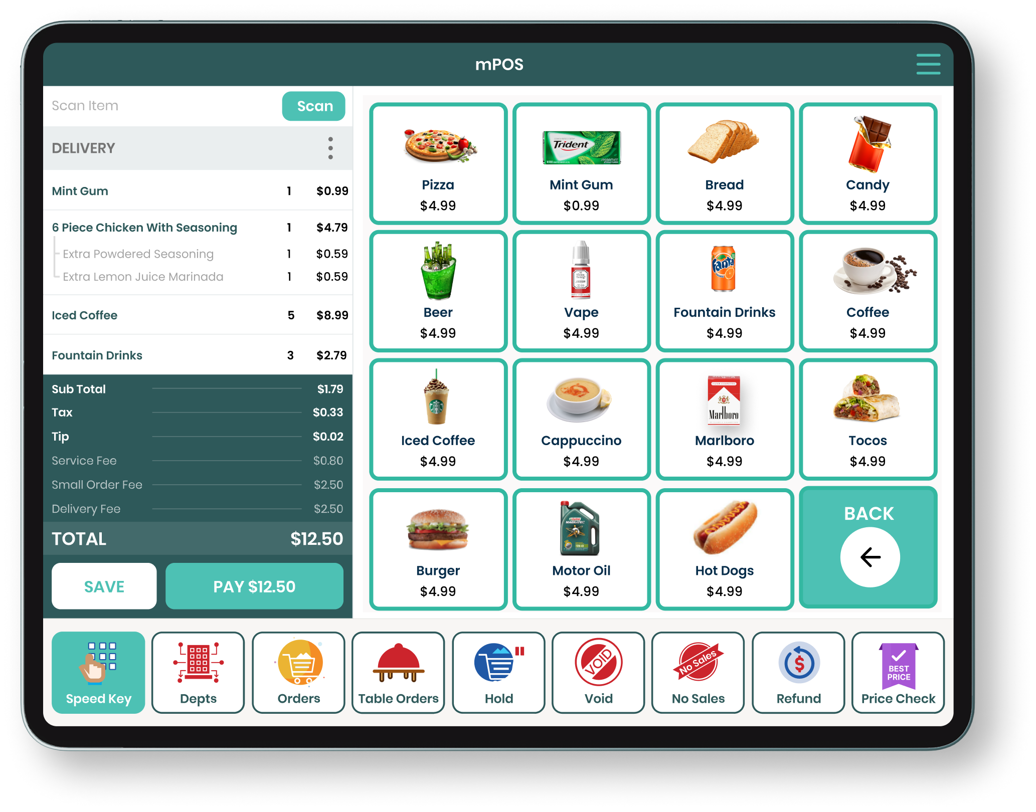 Screen displaying Modisoft convenience store POS interface.